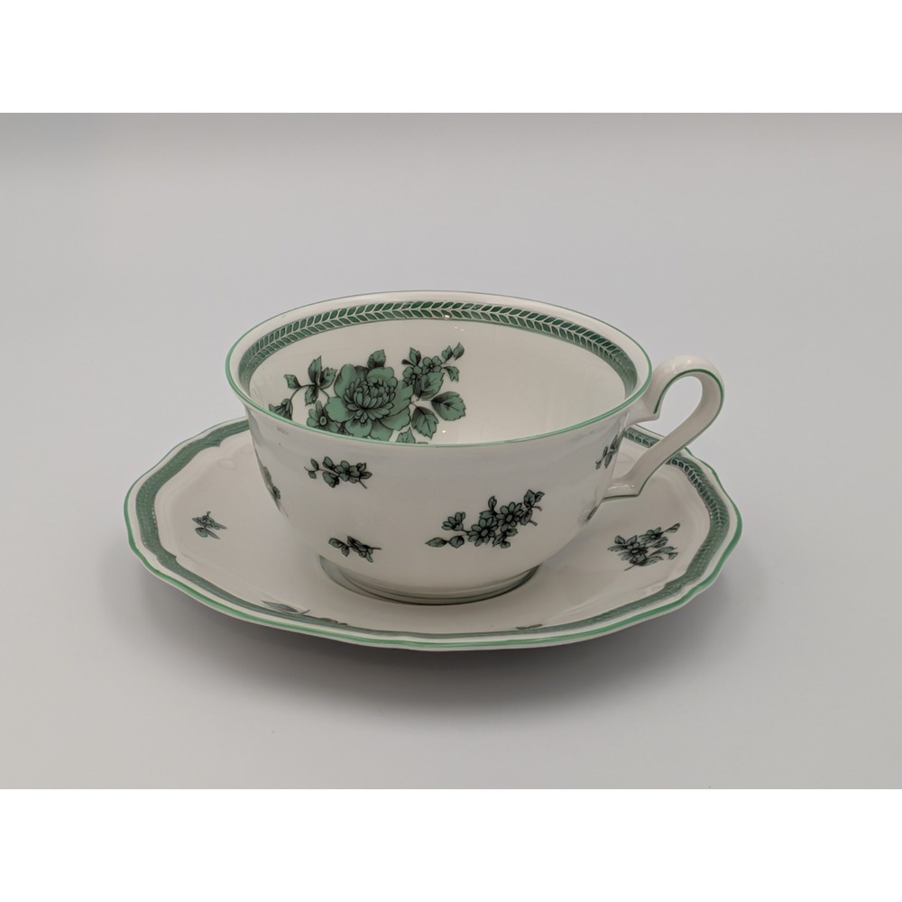 Vintage Rosenthal China Chippendale Green Bloom Tea Cup & Saucer Set Grüne Blume